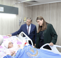 Princess Dina Mired Visits Specialty Hospital to Check on Gazan Child Patients