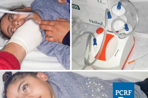 PCRF Provide Suction Machine to Child in Gaza