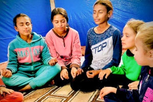 Children Practicing Meditation in a Displacement Camp, Southern Gaza