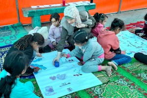 Art Therapy Session for Children in a Shelter, Gaza