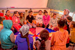 Group Therapy Session for Children in a Shelter, Southern Gaza