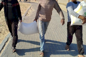 Displaced Families in Rafah Receiving Flour Supplies