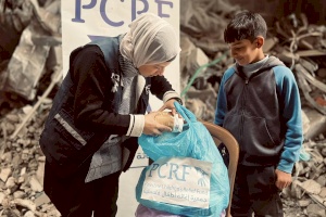 Children Receiving Food Packages in Gaza