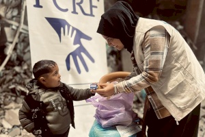 Children Receiving Food Packages in Gaza
