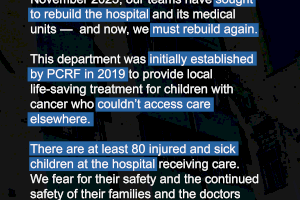 Second Attack against PCRF’s Pediatric Cancer Department in Gaza
