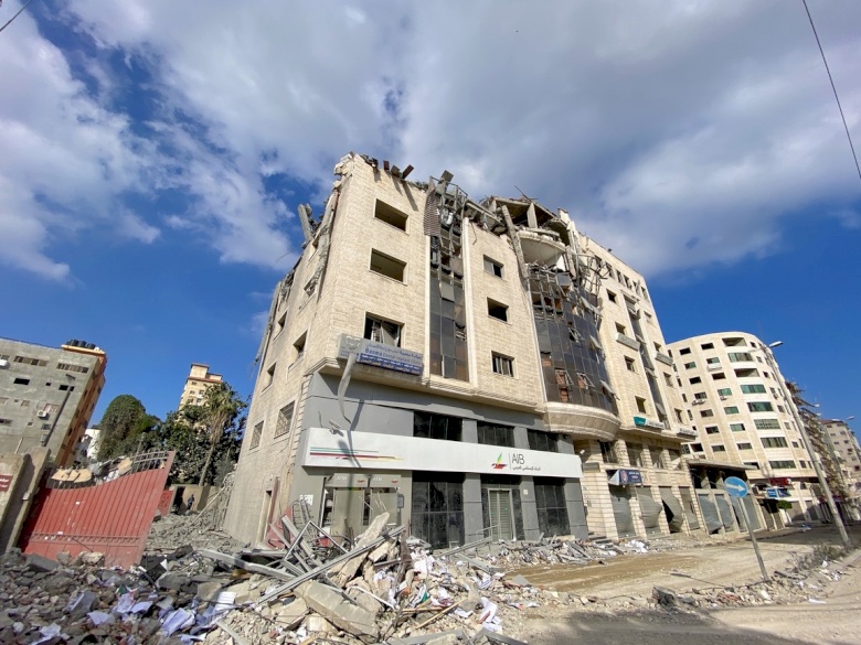 Gaza PCRF office destroyed in an air strike