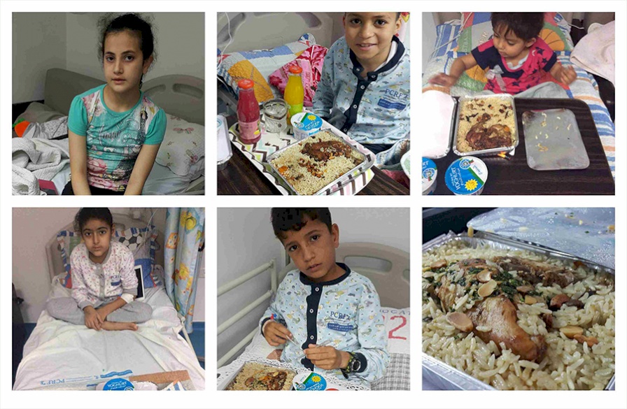 Children in Huda Al Masri Department receiver iftar meals in Ramadan