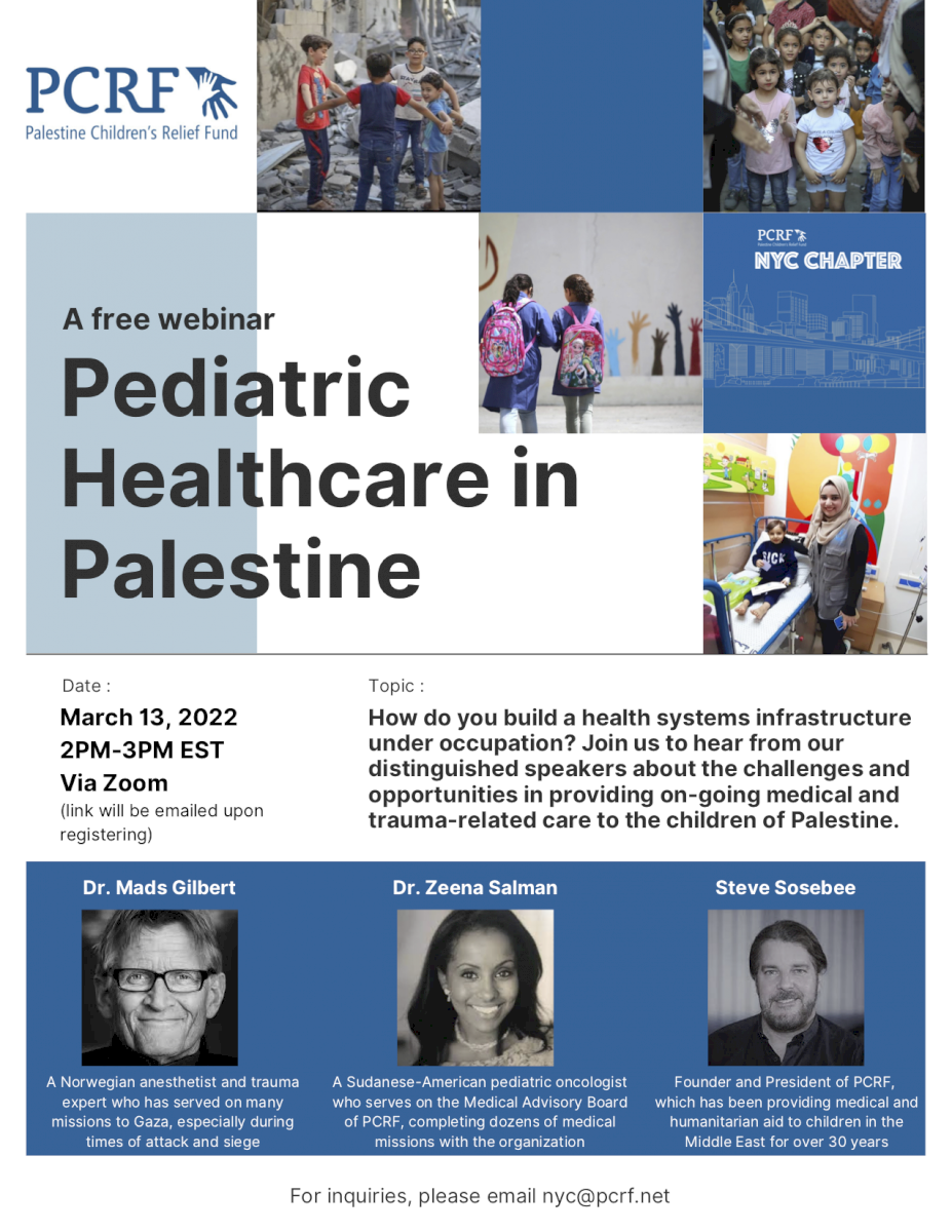 PCRF - NYC Pediatric Healthcare in Palestine Webinar