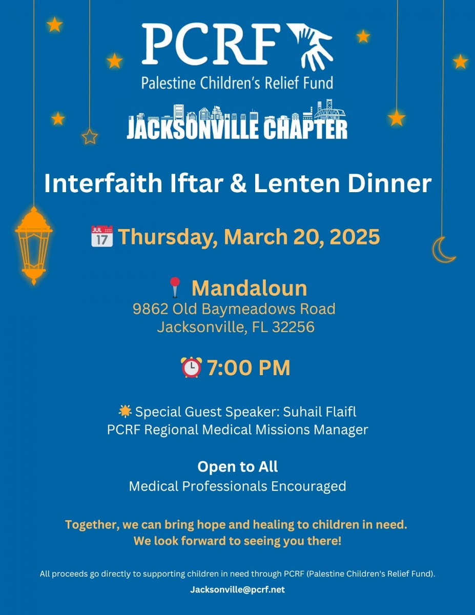 PCRF-Jacksonville Interfaith Iftar & Lenten Dinner 2025
